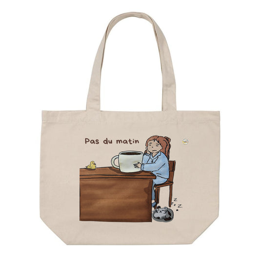 Cabas / shopping bag humour "Pas du matin" – Transportez votre flemme avec style - face_0